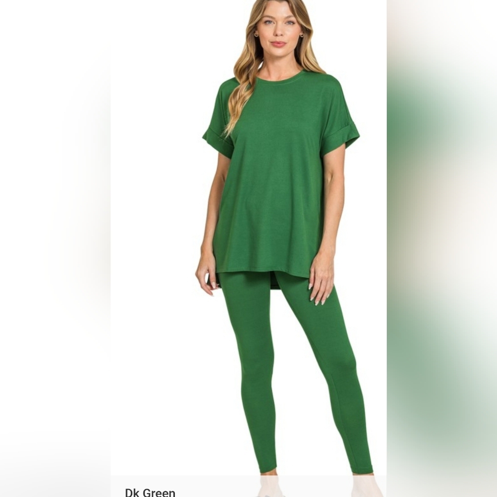 Zenana Outfitters Dark Green Women's Legging Set